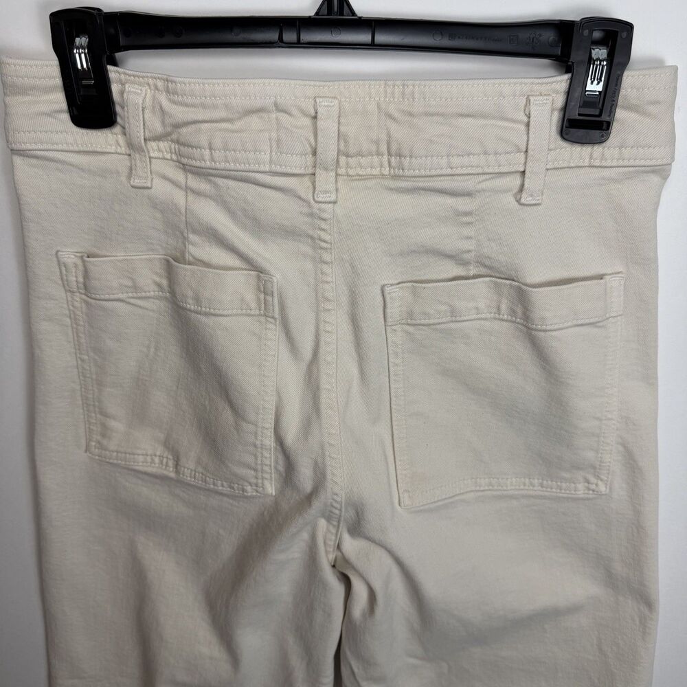 Zara Marine Straight Cream Denim Jeans Raw Hem Wide Leg Size 8 28” Inseam - Picture 8 of 12